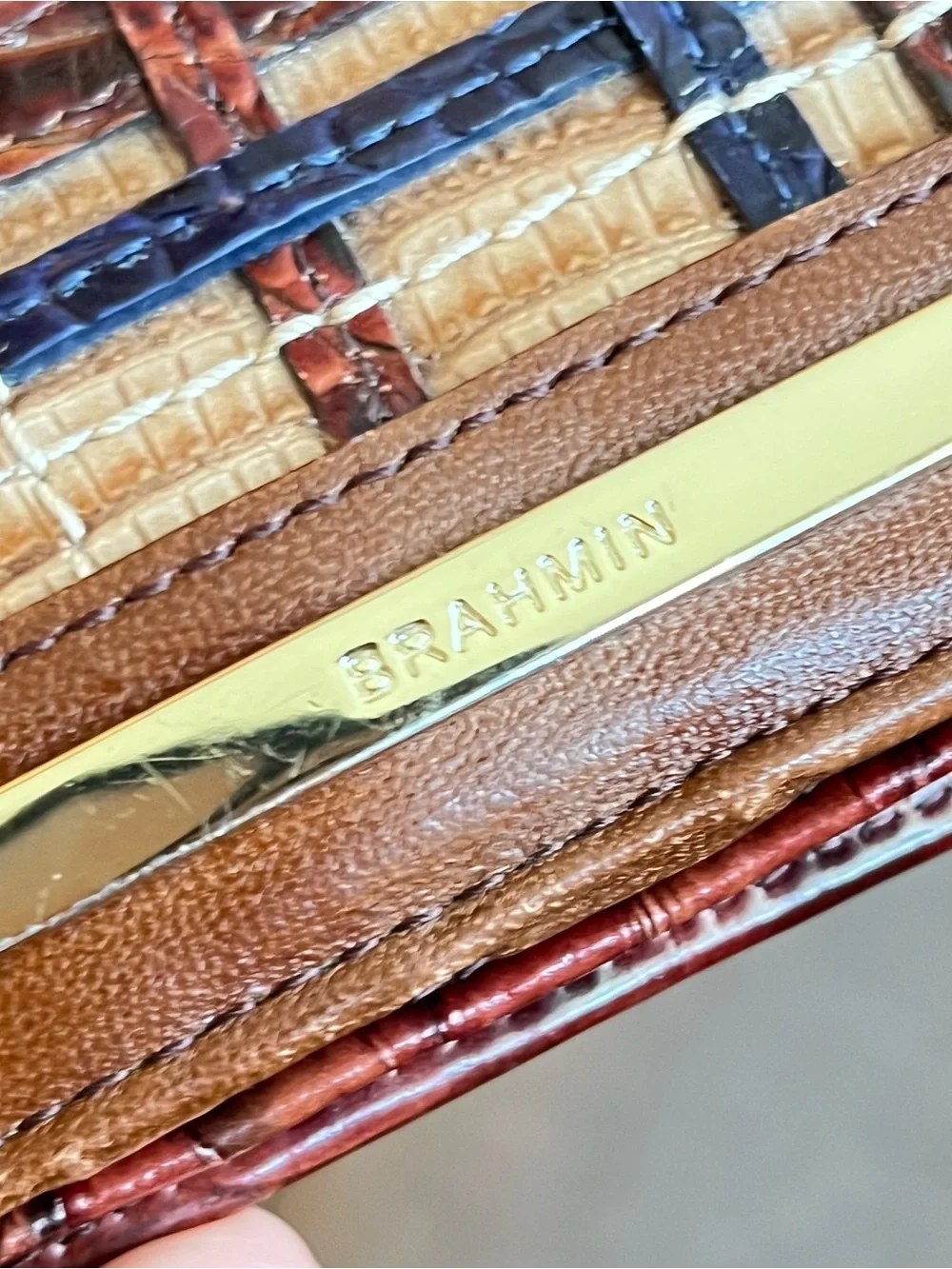 Brahmin Wristlet Wallet Canterbury Faux Lizard Genuine Leather Pecan Melbourne